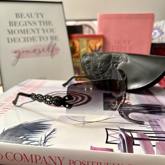 Vintage Versace Sunglasses with Medusa Head Logo and Swarovski Crystals - Picture 3 of 11